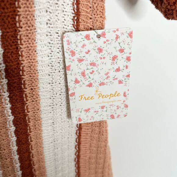 Free People Mini Dress Womens XS Lollipop Sunset Stripe Knit Boho Festival 70s - Picture 13 of 14